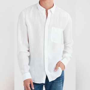 NWT, Long Sleeve Linen Front Pocket Shirt in Cloud White